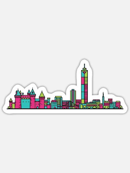 Moderne Linienkunst der Stadtsilhouette von Nantes City - Sticker Größe S (10 x 10 cm) - Mattweiß