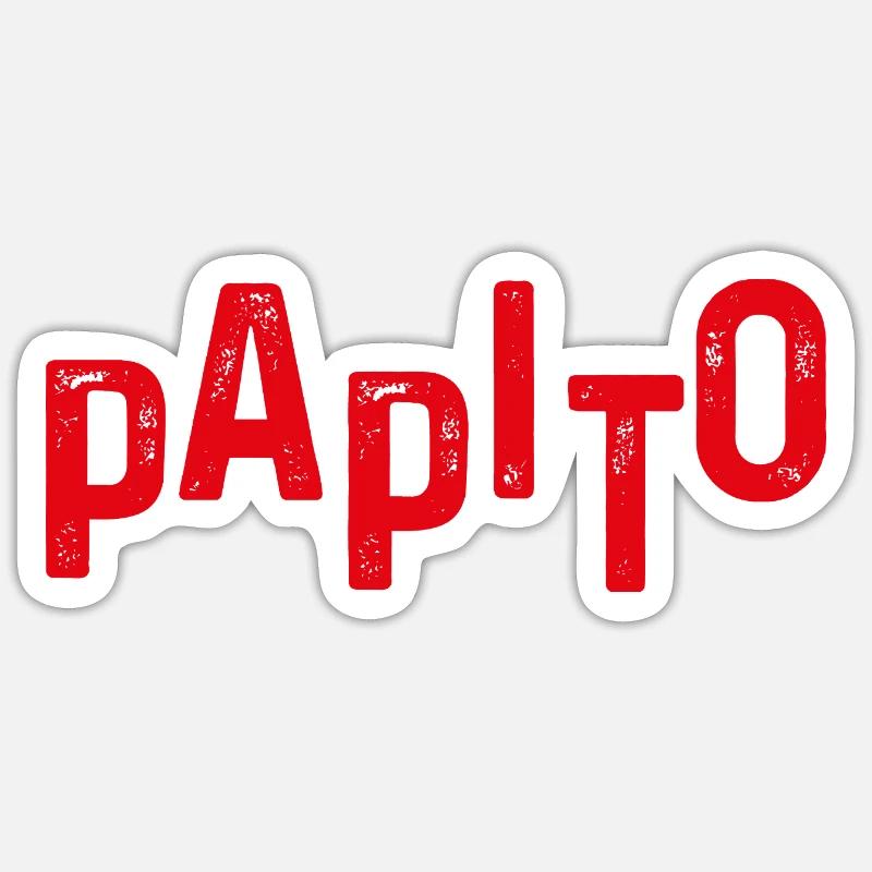 Papito verzweifelte rote Buchstaben - Sticker Größe S (10 x 10 cm) - Mattweiß
