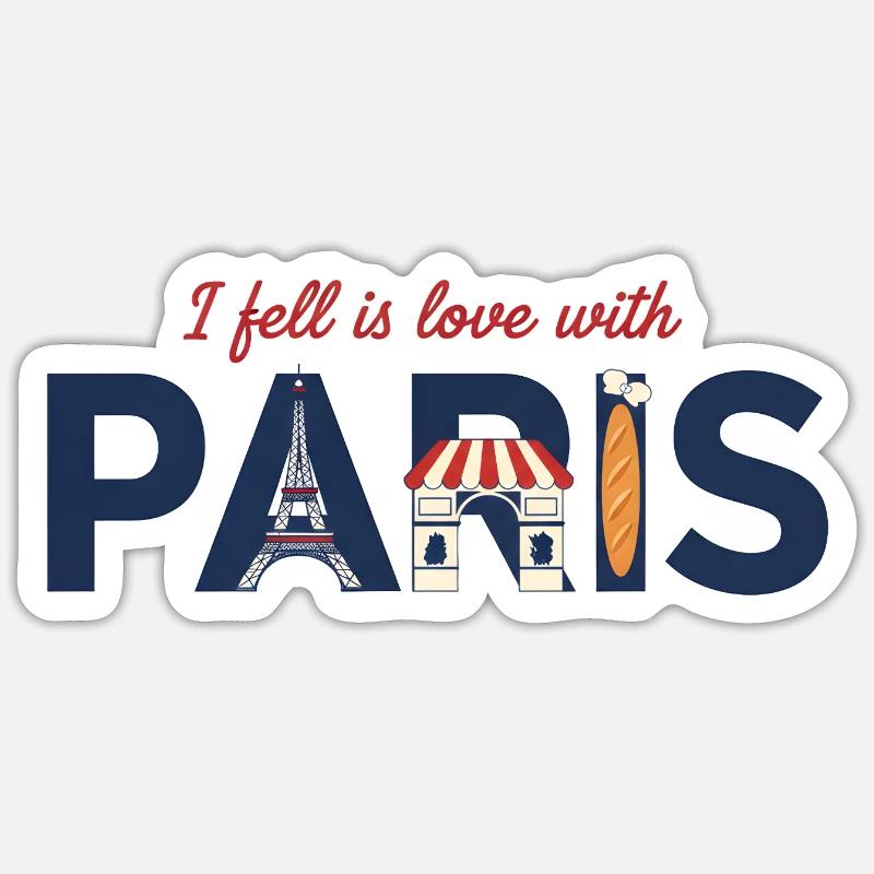 Paris Liebe – Eiffelturm & Baguette Design - Sticker Größe S (10 x 10 cm) - Mattweiß