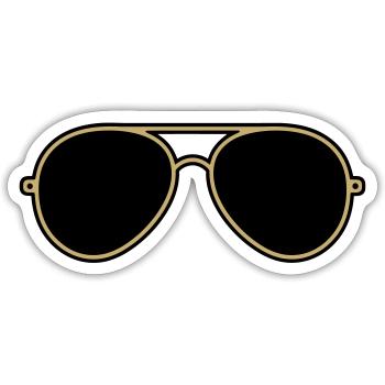Iconic Gold & Black Aviator Goggles - Sticker size S (10 x 10 cm) - white matte - Front