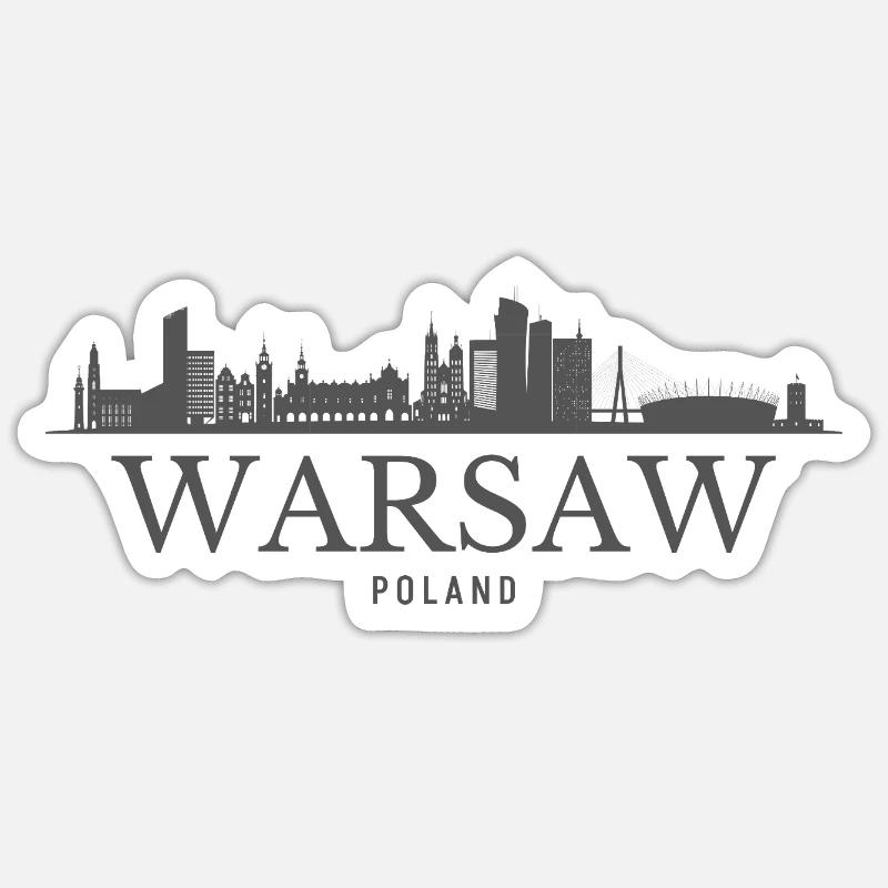 Varsovie, Pologne, silhouette de Varsovie - Sticker taille S (10 x 10 cm) - blanc mat