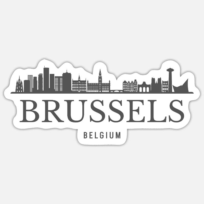 Brüssel, Belgien, Brüsseler Skyline - Sticker Größe S (10 x 10 cm) - Mattweiß