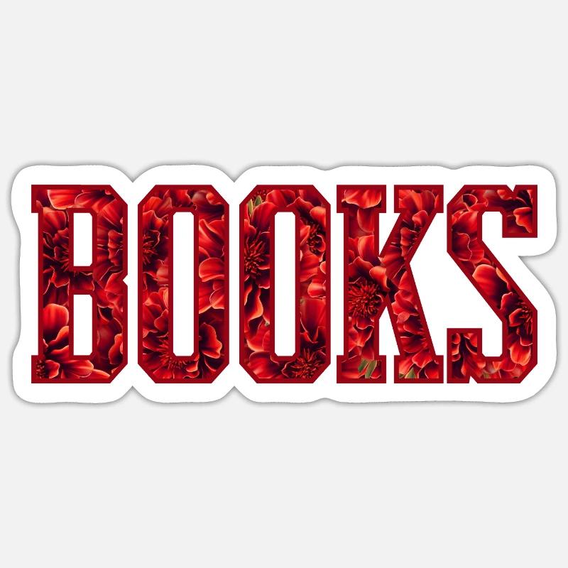 Rote Blumenbuchstaben Buch - Sticker Größe S (10 x 10 cm) - Mattweiß