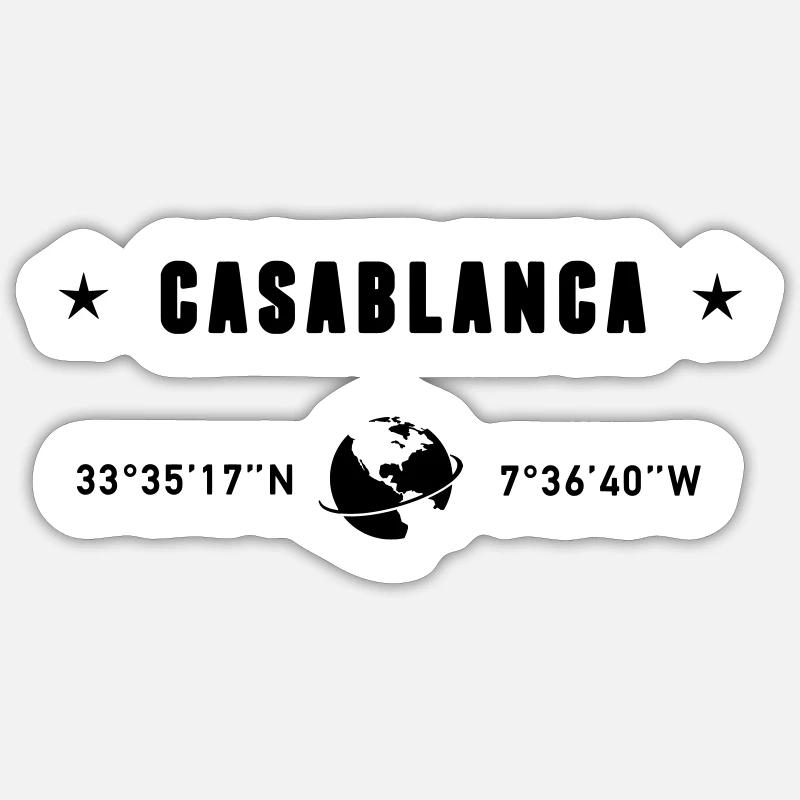 Casablanca Maroc Coordonnées Planète Terre - Sticker taille S (10 x 10 cm) - blanc mat