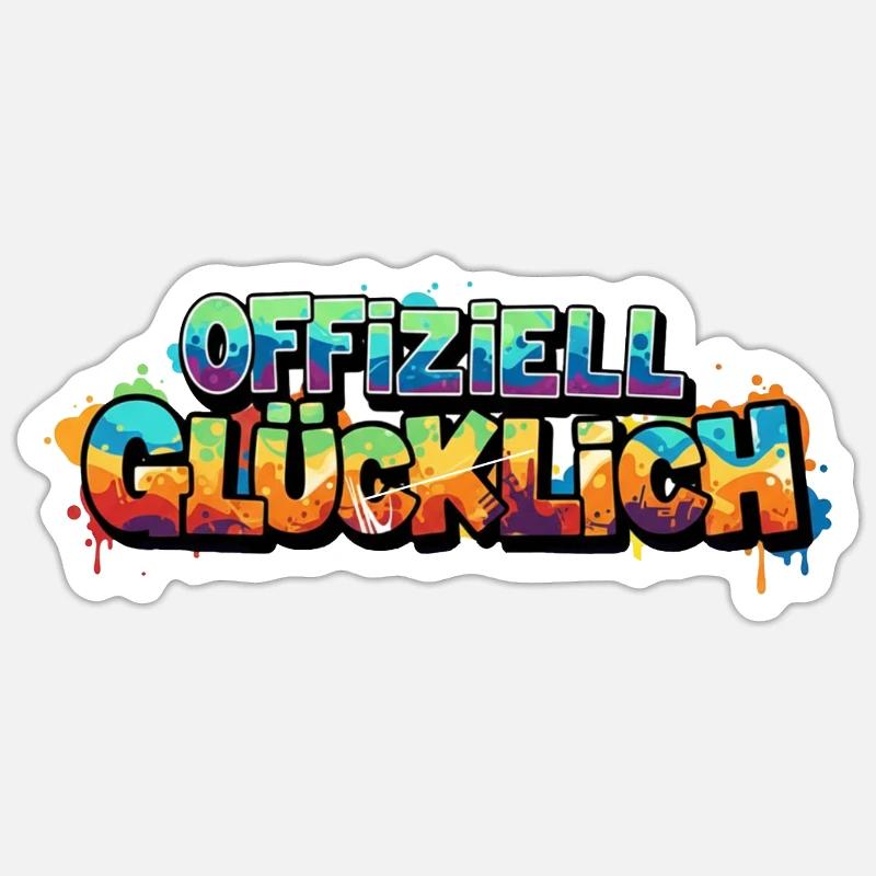 Offiziell Glücklich Version 2 - Sticker Größe S (10 x 10 cm) - Mattweiß