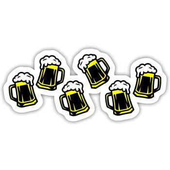 Bière, Bière, Verre de bière, Tasse de bière - Sticker taille S (10 x 10 cm) - blanc mat - Devant