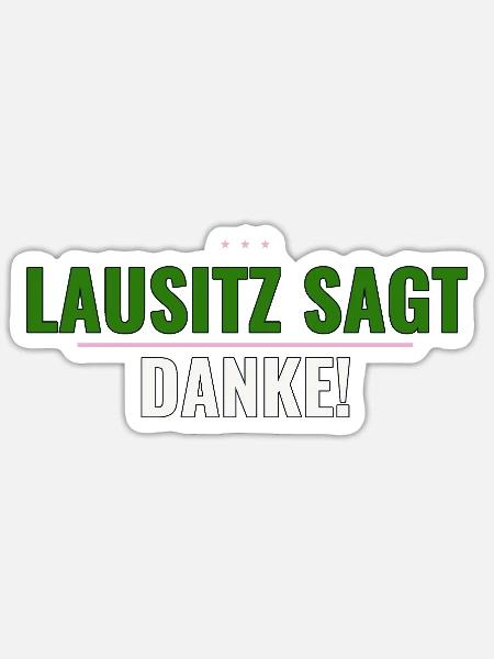 Lausitz Danke-Shirt — Kurz, klar, regional - Sticker Größe S (10 x 10 cm) - Mattweiß