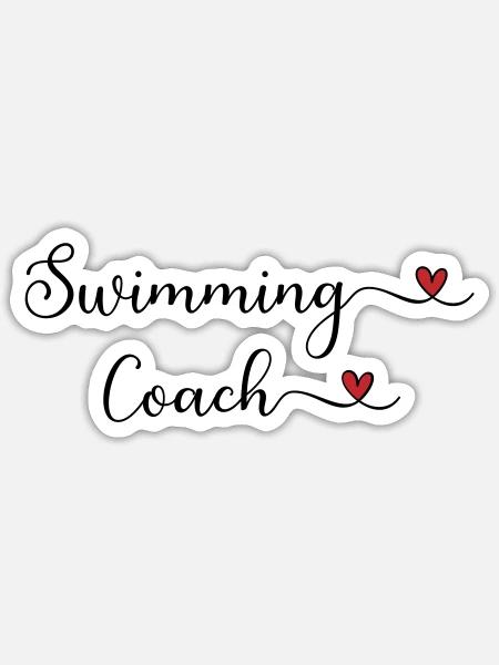 Schwimmtrainer-Typografie mit Herz - Sticker Größe S (10 x 10 cm) - Mattweiß