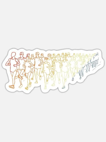 Läufer Retro-Stil - Sticker Größe S (10 x 10 cm) - Mattweiß