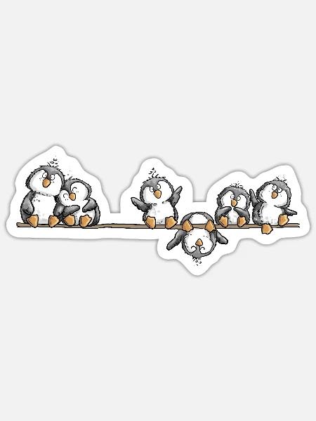 Pinguine Team Antarktis Tierhumor Cartoon - Sticker Größe S (10 x 10 cm) - Mattweiß