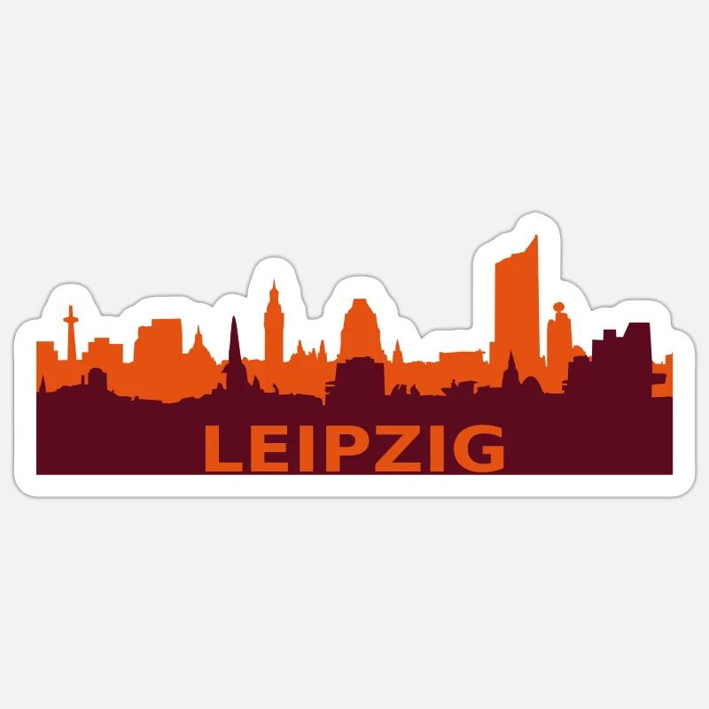 Skyline de Leipzig - Sticker taille S (10 x 10 cm) - blanc mat