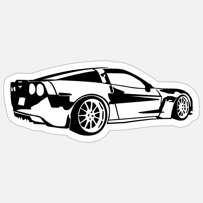 corvette - Sticker size S (10 x 10 cm) - white matte