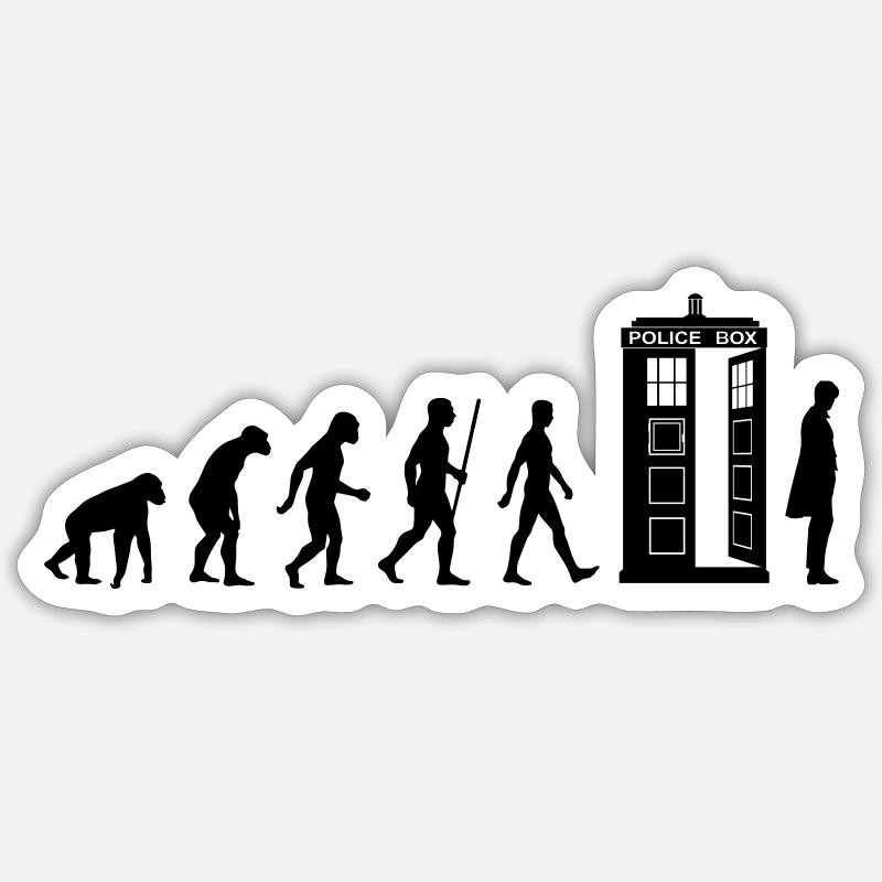 Evolution Tardis - Sticker size S (10 x 10 cm) - white matte