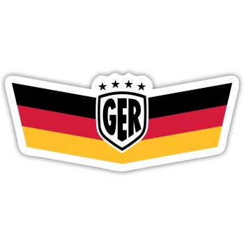 GERMANY DEUTSCHLAND BRUST STREIFEN 4 STERNE - Sticker Größe S (10 x 10 cm) - Mattweiß - Vorne
