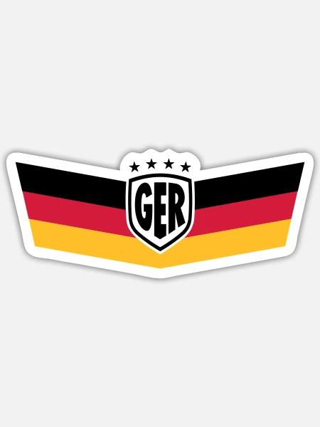GERMANY DEUTSCHLAND BRUST STREIFEN 4 STERNE - Sticker Größe S (10 x 10 cm) - Mattweiß