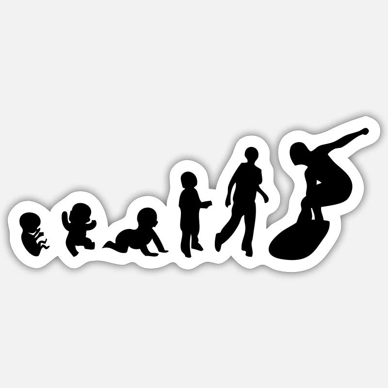 evolution homme human men sport surf - Sticker taille S (10 x 10 cm) - blanc mat