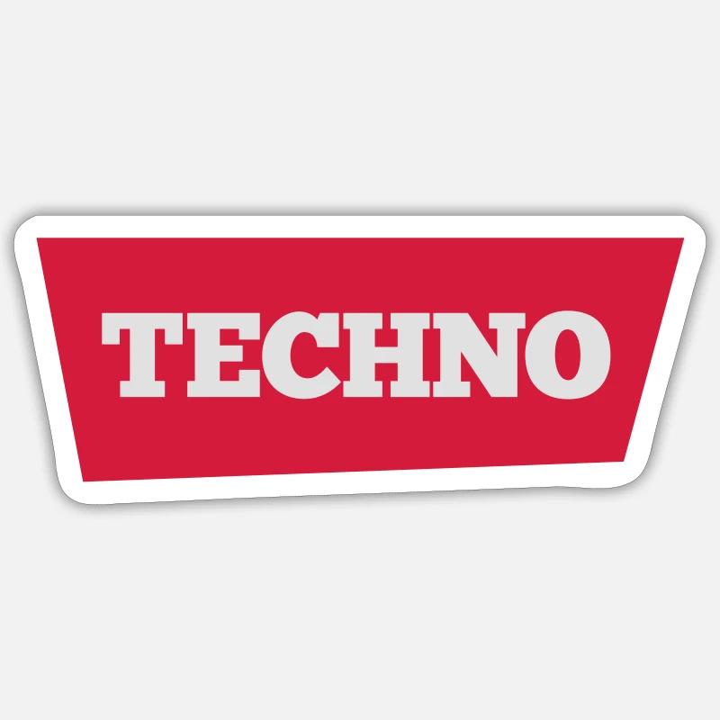 TECHNO - Sticker taille S (10 x 10 cm) - blanc mat