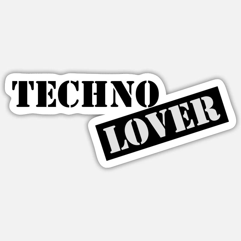 Techno lover - Sticker taille S (10 x 10 cm) - blanc mat
