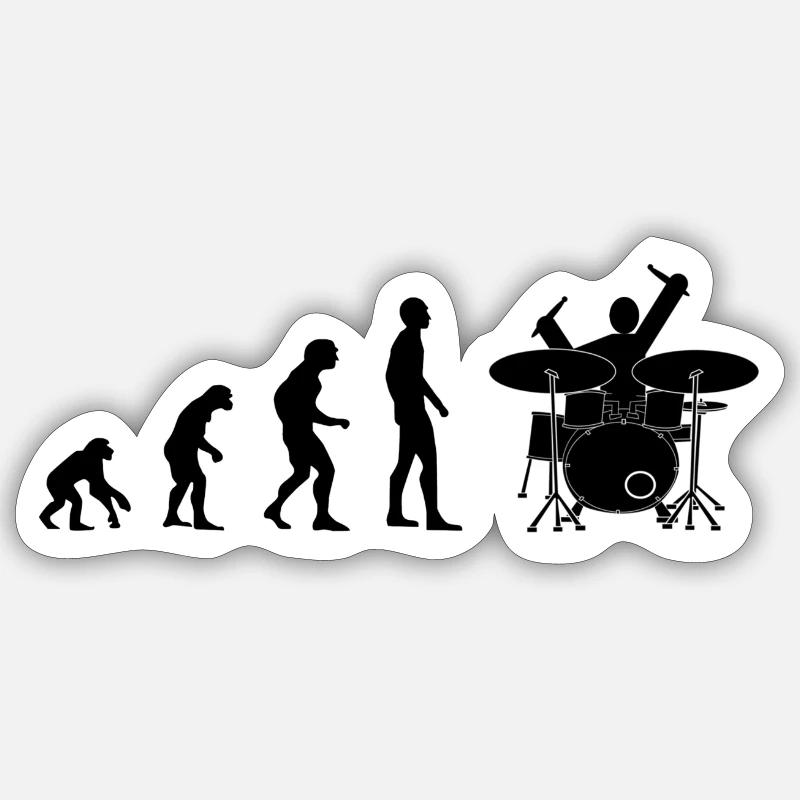 drummer evolution - Sticker Größe S (10 x 10 cm) - Mattweiß