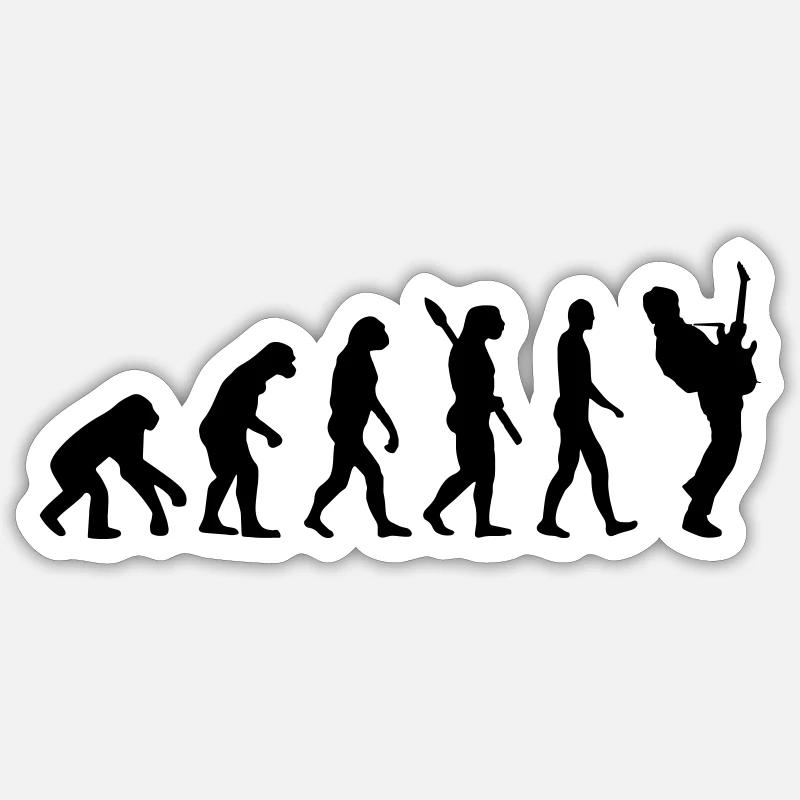 Gitarrist Bassist Evolution - Sticker Größe S (10 x 10 cm) - Mattweiß
