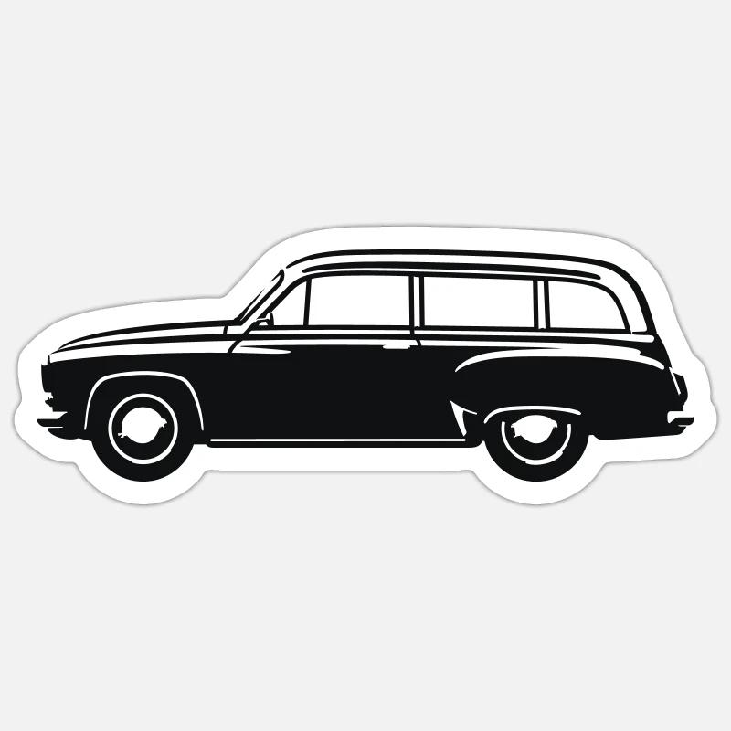 Combi de voitures anciennes - Sticker taille S (10 x 10 cm) - blanc mat