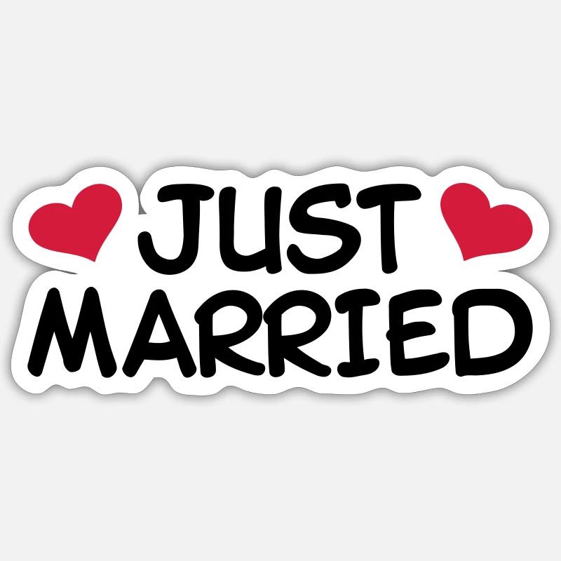Just Married Mariage - Sticker taille S (10 x 10 cm) - blanc mat