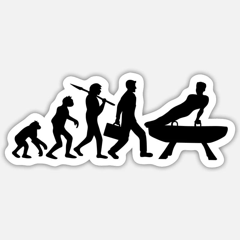 silhouette silhouette évolution homme sur pommeau - Sticker taille S (10 x 10 cm) - blanc mat