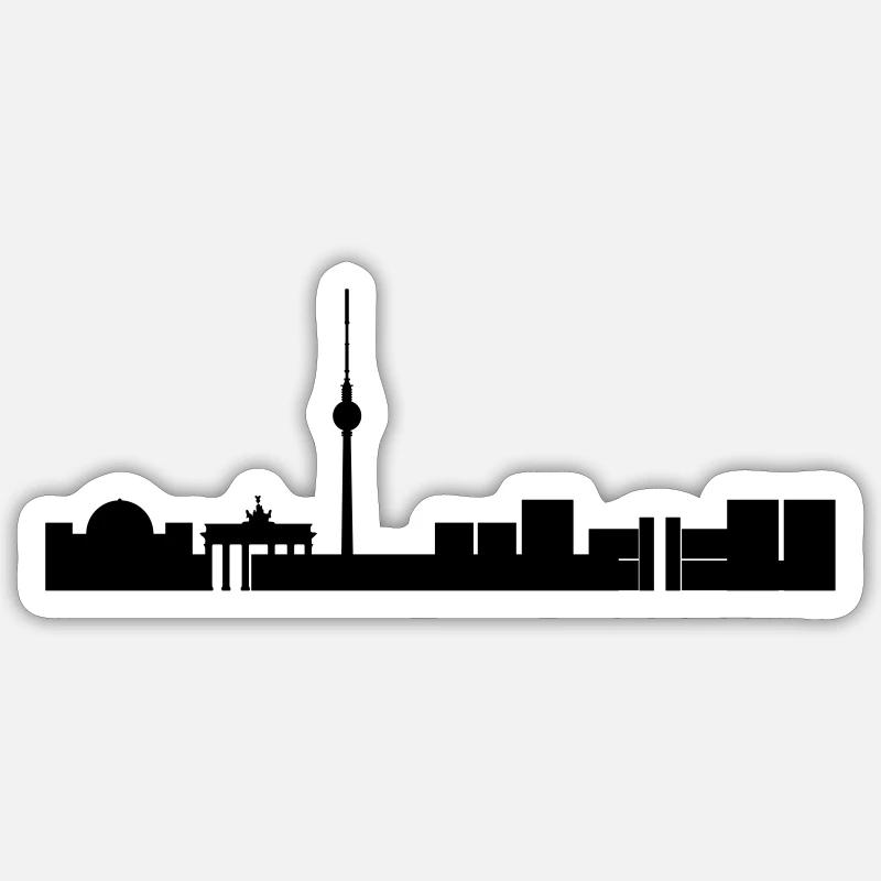 Berlin Skyline - Sticker taille S (10 x 10 cm) - blanc mat