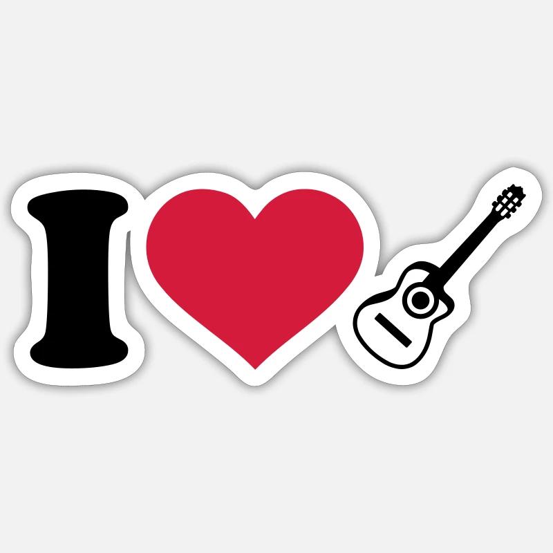 Gitarre - Sticker Größe S (10 x 10 cm) - Mattweiß
