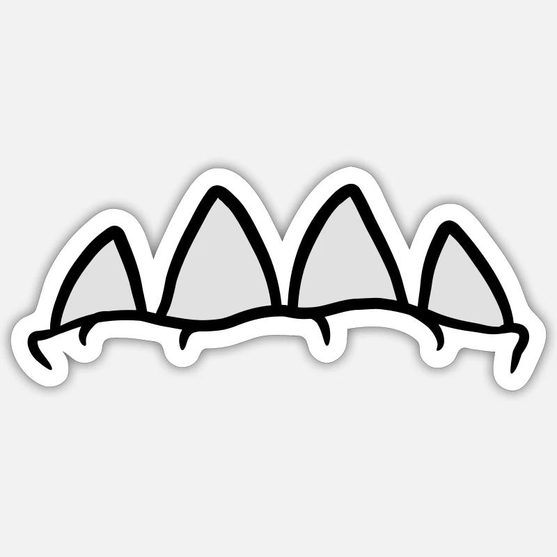 Gueule de monstre avec de grandes dents - Sticker taille S (10 x 10 cm) - blanc mat