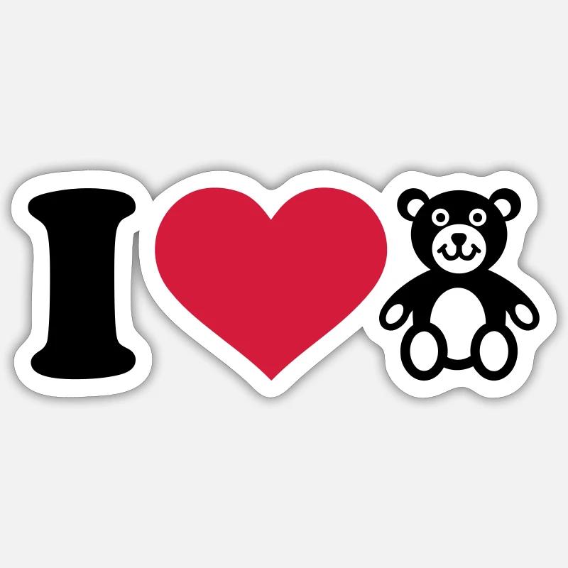 I love Teddy - Sticker size S (10 x 10 cm) - white matte