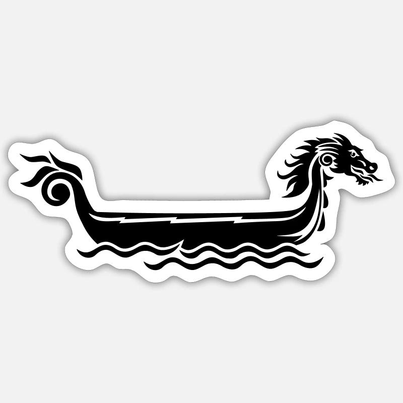 Drachenboot - Sticker Größe S (10 x 10 cm) - Mattweiß