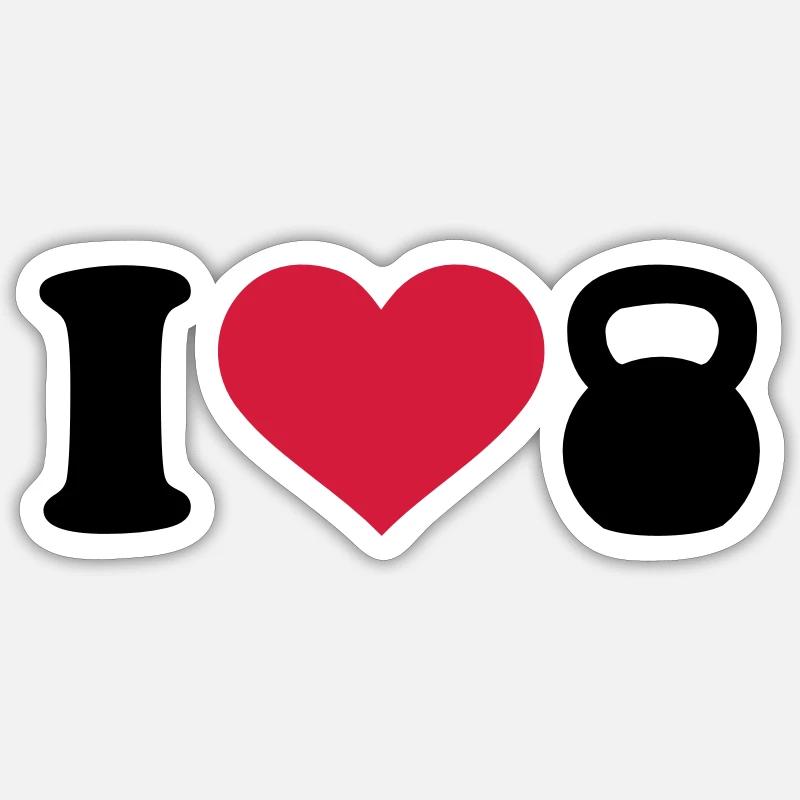 I love Kettlebell - Sticker size S (10 x 10 cm) - white matte