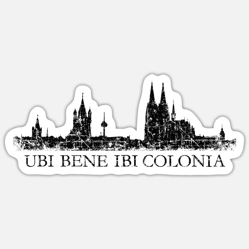 UBI BENE IBI COLONIA Kölner Skyline Köln - Sticker Größe S (10 x 10 cm) - Mattweiß