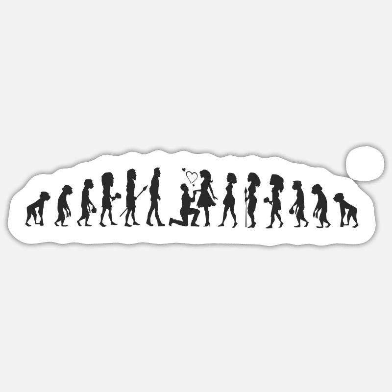Marriage proposal evolution shirt Sticker size S (10 x 10 cm)