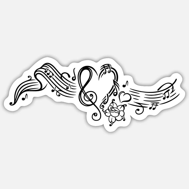 Notenblatt mit Musiknoten, music, notes, clef - Sticker taille S (10 x 10 cm) - blanc mat