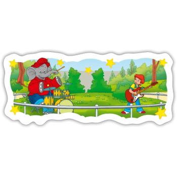 Benjamin Blümchen Und Otto Rocken Den Zoo - Sticker Größe S (10 x 10 cm) - Mattweiß - Vorne