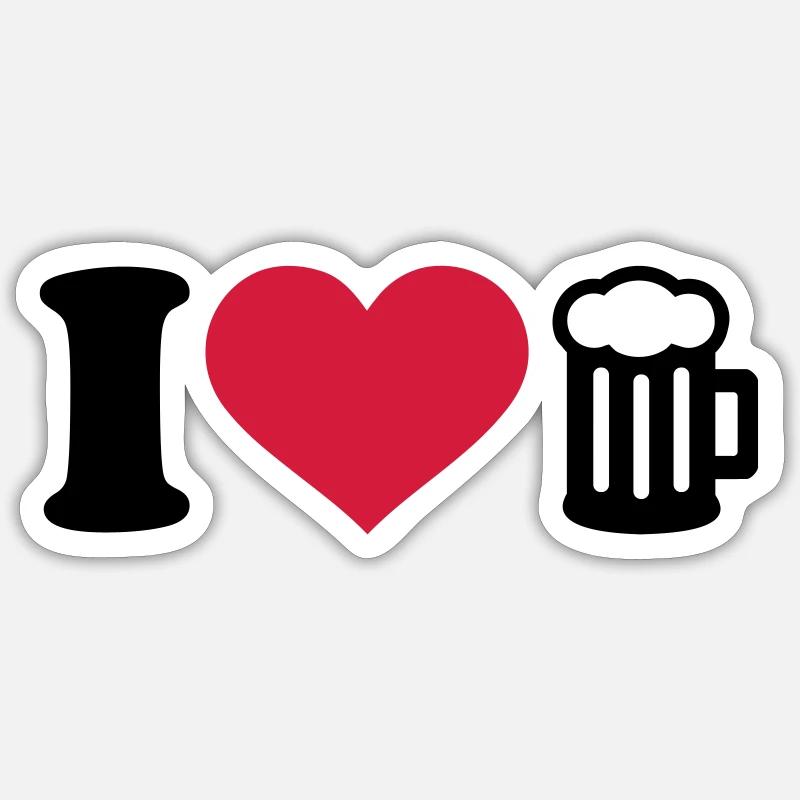 I love Bier - Sticker Größe S (10 x 10 cm) - Mattweiß
