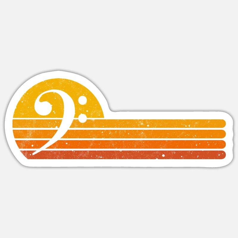 Clé de basse cadeau clé de bass rétro clé de basse - Sticker taille S (10 x 10 cm) - blanc mat