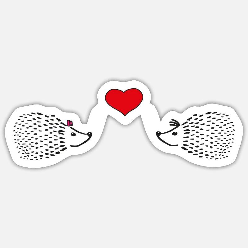 Verliebte Igel - Igelpärchen mit Herz Sticker Größe S (10 x 10 cm)