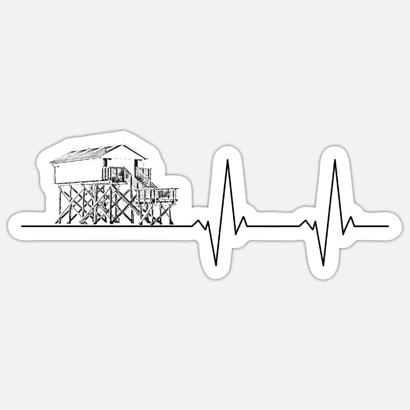 Pulse line pile construction without text black Sticker size S (10 x 10 cm)