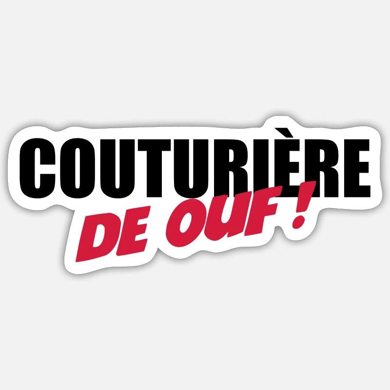 Couturière de ouf - Sticker taille S (10 x 10 cm) - blanc mat