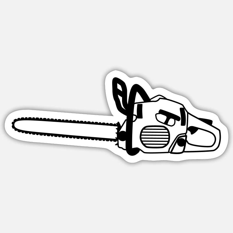 Tronçonneuse - Sticker taille S (10 x 10 cm) - blanc mat