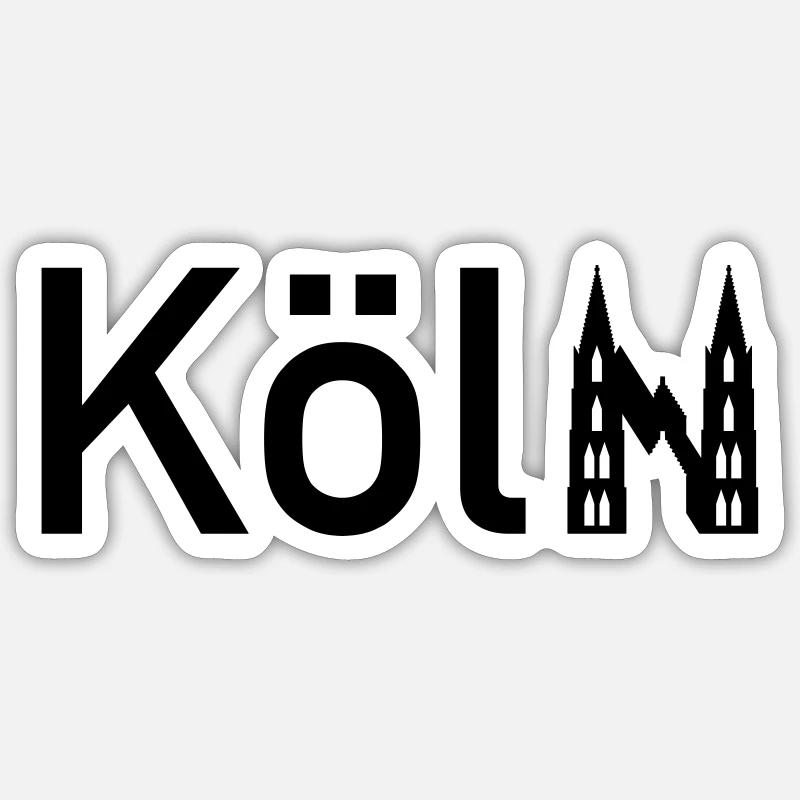 Köln Ortsschild Skyline mit Kölner Dom - Sticker Größe S (10 x 10 cm) - Mattweiß