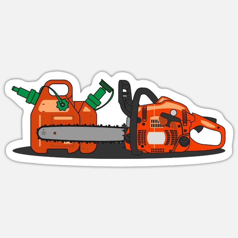 Chainsaw and Combi container - Sticker size S (10 x 10 cm) - white matte