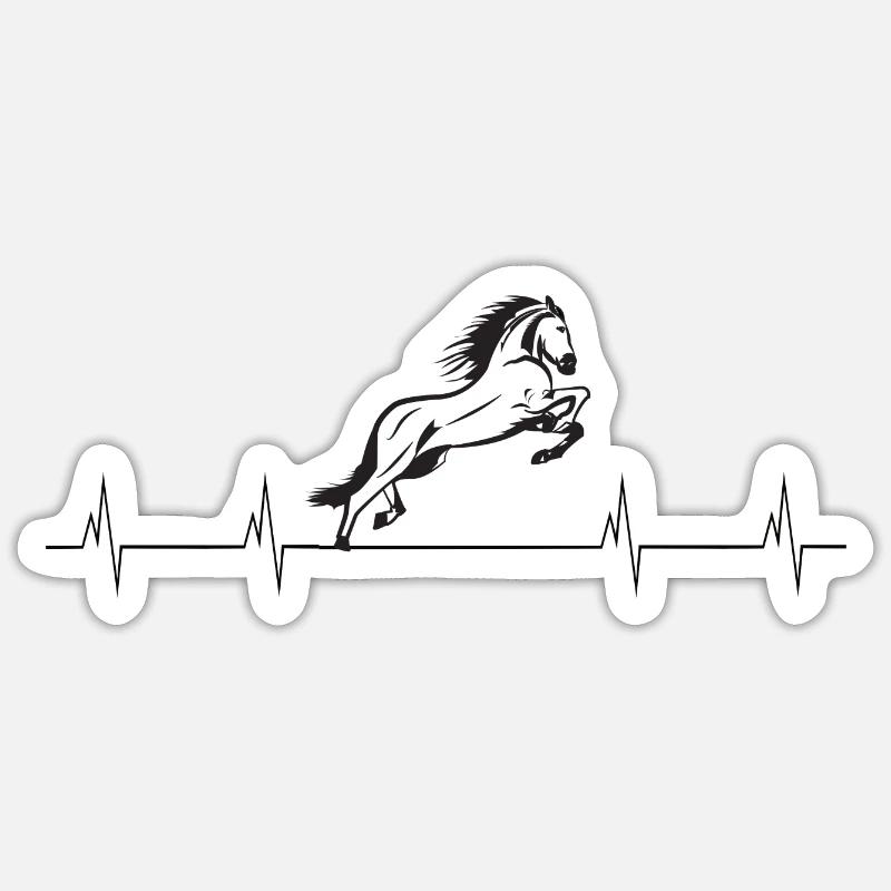 Pferd Herzfrequenz Ich liebe Geschenkidee - Sticker Größe S (10 x 10 cm) - Mattweiß