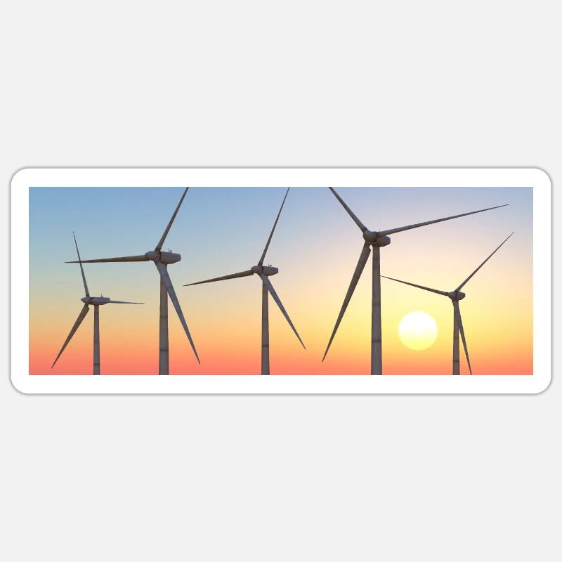 Éoliennes, éoliennes, parc éolien - Sticker taille S (10 x 10 cm) - blanc mat