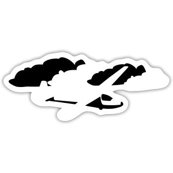 Planeur Planeur Flying Glider Pilot Ka6 - Sticker taille S (10 x 10 cm) - blanc mat - Devant
