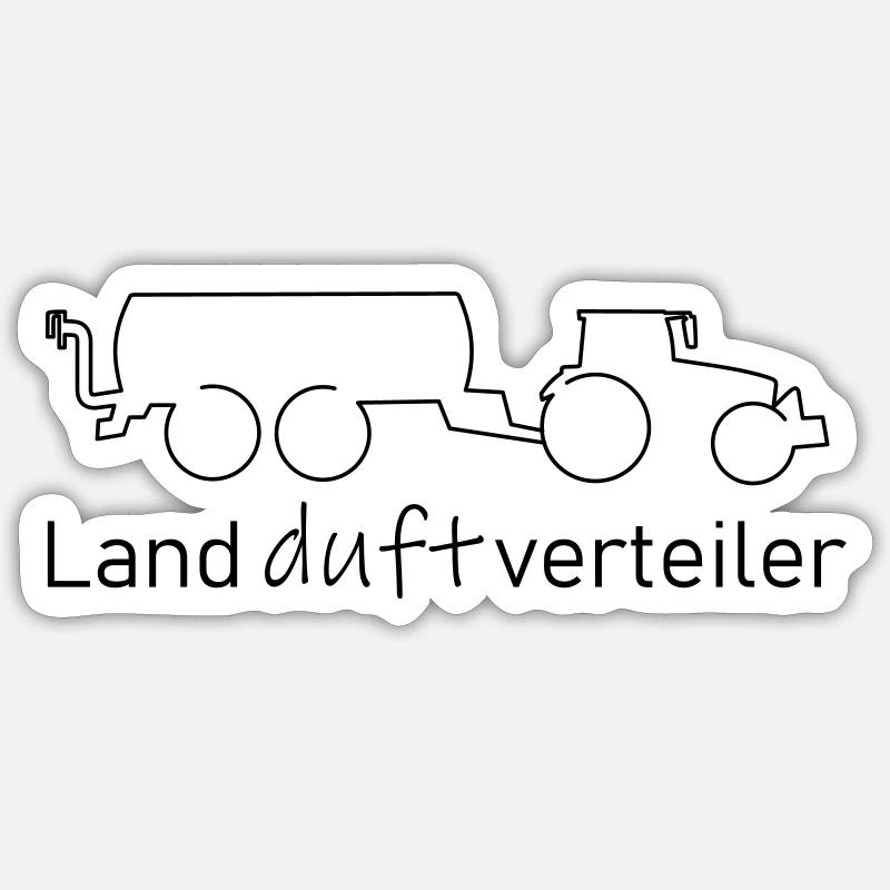 Landdurftverteiler Traktor mit Güllefass Spruch - Sticker Größe S (10 x 10 cm) - Mattweiß