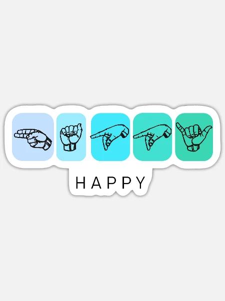 happy - DGS Streetwear - Sticker Größe S (10 x 10 cm) - Mattweiß